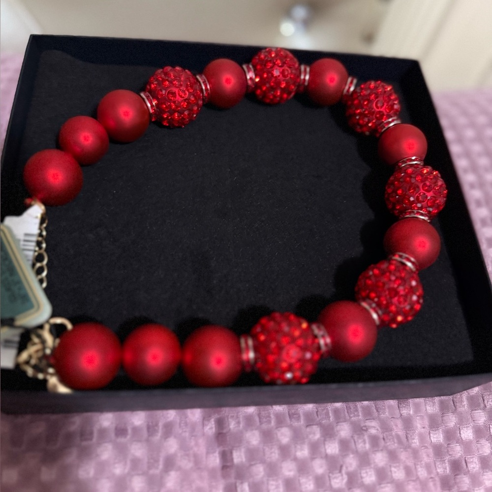 Elegant Red Beaded necklace new with tags